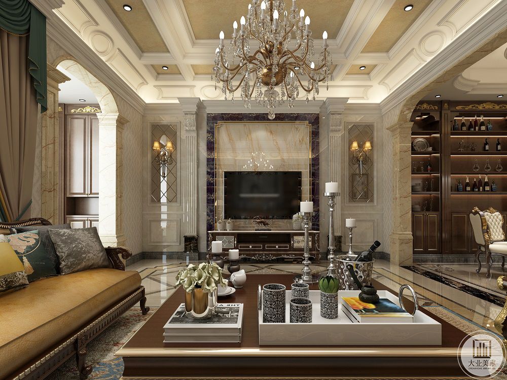 客厅作为待客区域，装修较其它空间宽敞，浓浓的欧式风格。
