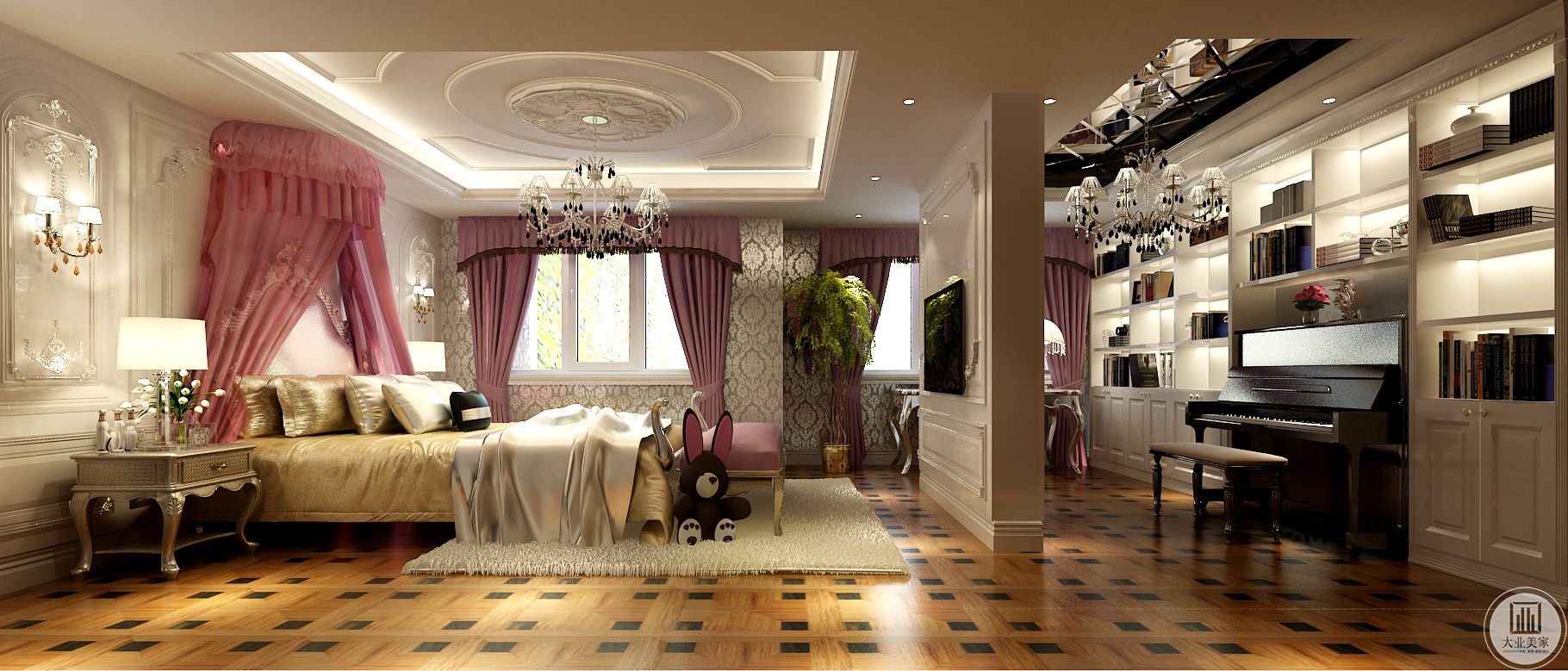 卧室装修稳重气派，浪漫的细节装饰令人赏心悦目，以一种简单的手法提取古典欧式风格的精髓