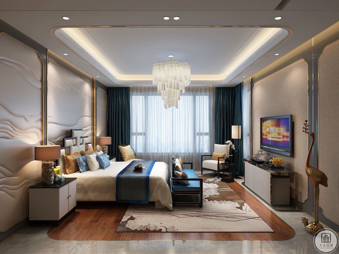 两个卧室采用共同的设计理念，形象简约而不简单极富有空间感