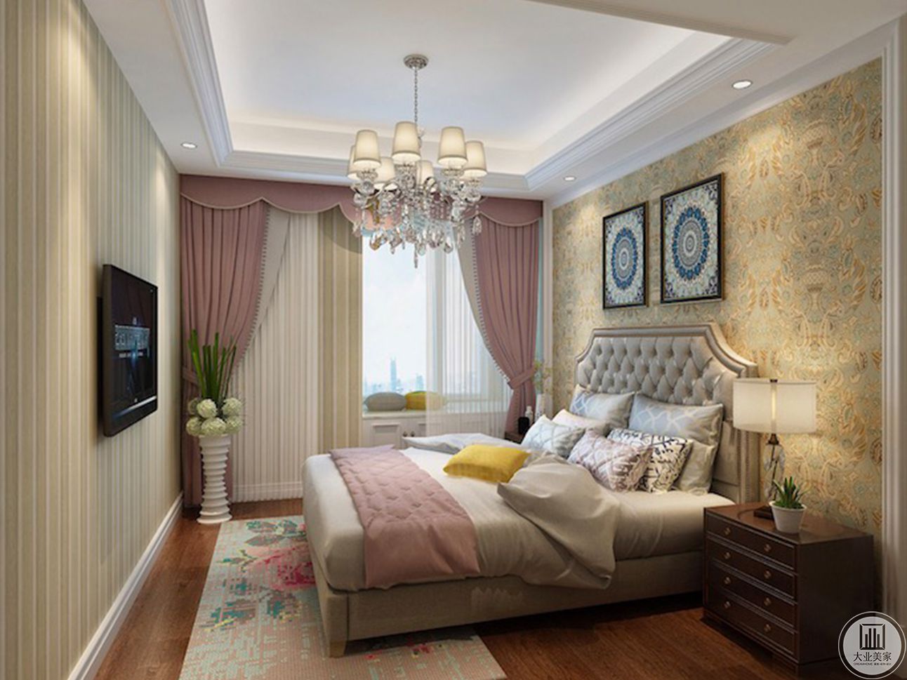本房间为女儿房，采用少女般的色彩，同客厅设计的原理相似