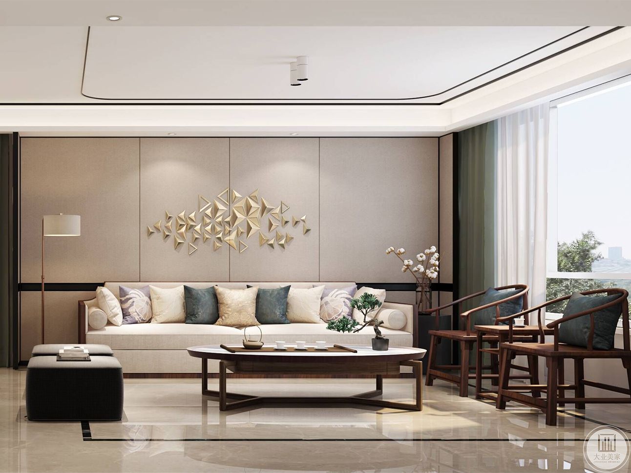 新中式风格-瑷颐湾-两室两厅-89平-装修实景效果图无锡装修效果图-无锡锦华装饰