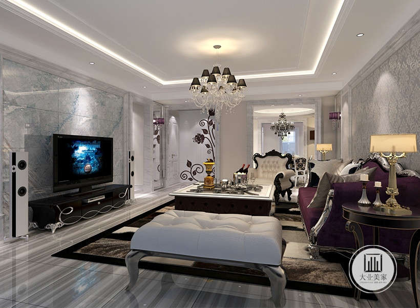 客厅选用带有高级感的中性色象牙白、碳灰色，来演绎一种“低调的奢华”，令空间质感更为饱满。 