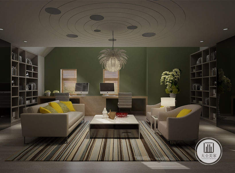 客厅别出心裁的设计，让整个空间充满了明快、简约的气息。