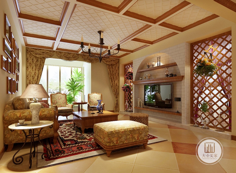 客厅作为待客的区域，简洁明快，空间更加明亮光鲜，使用大量的石材和木饰面装饰。