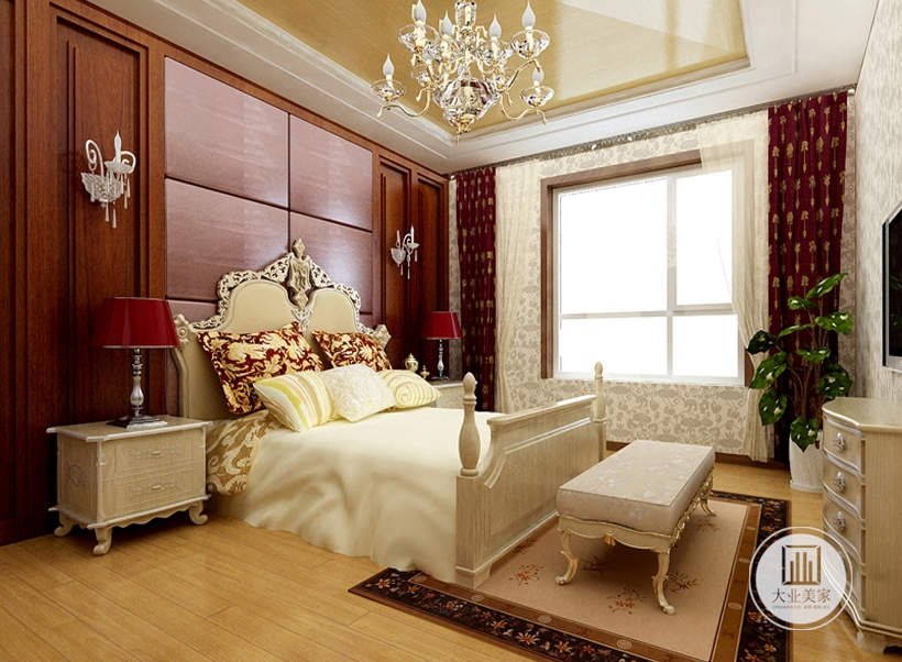 卧室精美的床，木制矩形的床头背景墙，都能带出独特的风格和特有的质感。