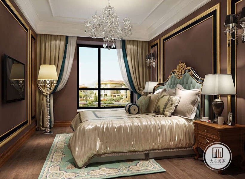 卧室精美的床，金属边矩形的床头背景墙，都能带出独特的风格和特有的质感。