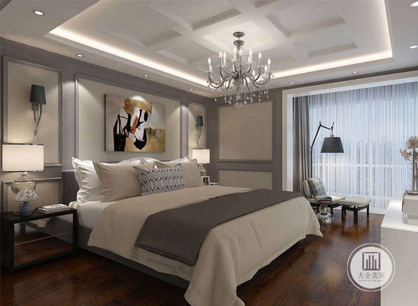 卧室的设计简洁明了，洁净素雅。