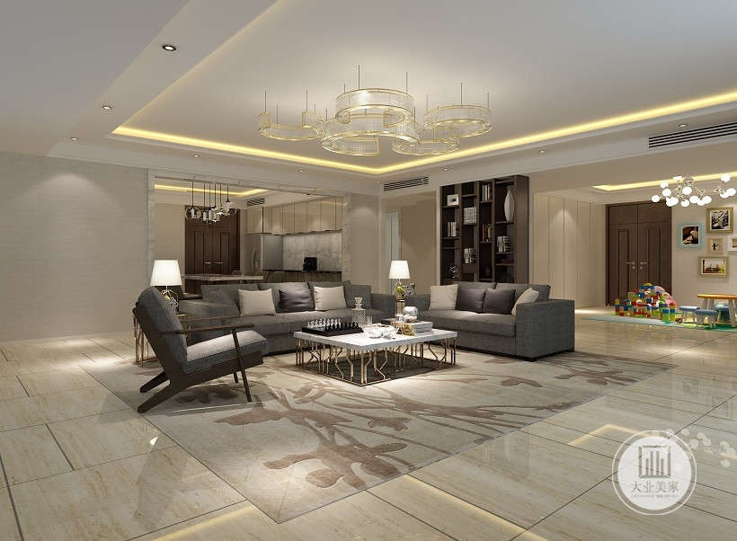 客厅别出心裁的设计，让整个空间充满了明快、简约的气息。