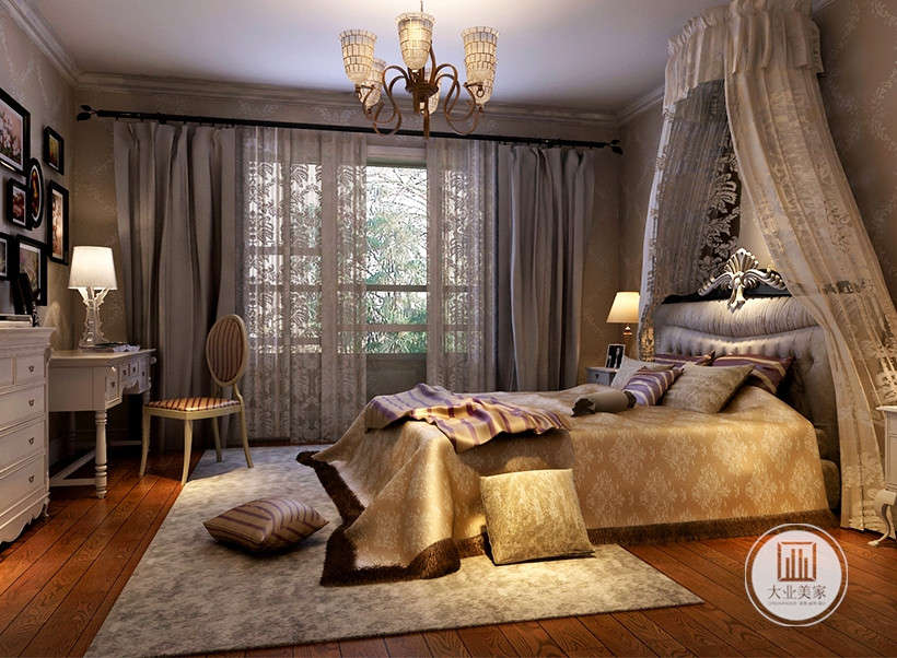 卧室敦厚精美的床，花纹的壁纸，都能带出独特的风格和特有的质感。